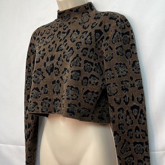 Baja East Animal Print Cropped Sweater size 2 EUC - Picture 10 of 16